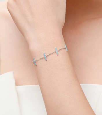 925 Sterling Silver Simple Natural Turquoise Bracelet