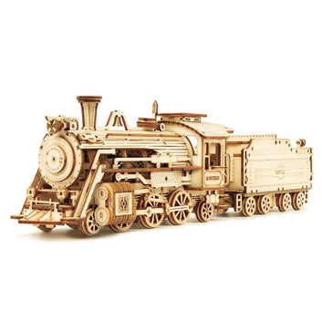 3D Puzzle Movable Steam Train Car Jeep Assembly Toy Wooden Model Building Block Kits