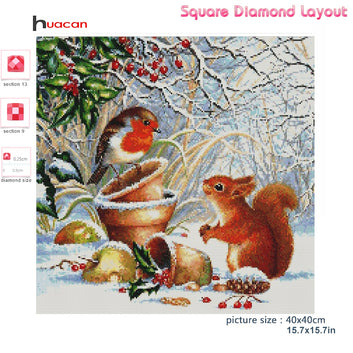 Diamond Embroidery Squirrel Tree Diamond Painting Mosaic Animal Winter Snow Cross Stitch Home Decor