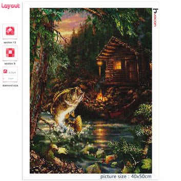 Living Room Decoration Fish Diamond Painting Kit Picture Mosaic Cross Stitch Fishing Animal For Home