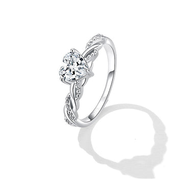 925 Sterling Silver Romantic Shining Heart Stone Ring