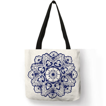 Elegant Floral Porcelain Geometry Abstract Pattern Shoulder Bag