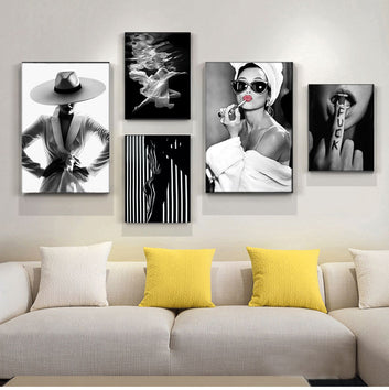 Beauty Wall Picture Painting Modern Home Decor Fashion Wall Art Black White Underwater Woman Print Sexy Female Canvas Art