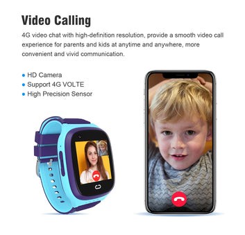 4G Kids Smart Watch GPS Wifi Video Call With Face-lock SOS Tracker Waterproof Children Smartwatch