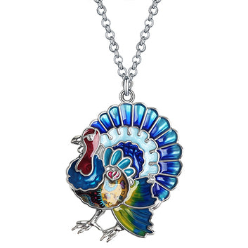 Enamel Alloy Floral Sweet Turkey Chicken Necklace Pendant Trendy Jewelry