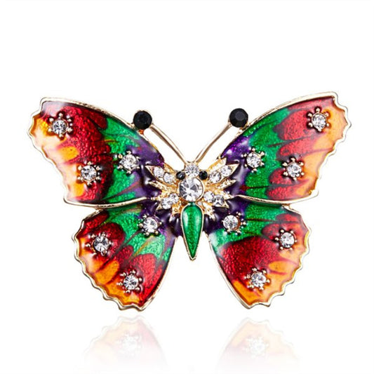 Fashion Colorful Enamel Butterfly Brooch Luxury Crystal Pin Brooches