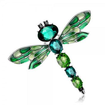 Fashion Crystal Vintage Dragonfly Brooch Large Insect Brooches Elegant Enamel Pins