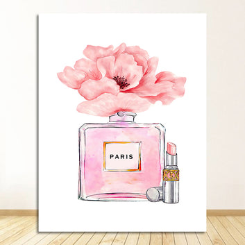 Bag Wall Art Canvas Painting Nordic Posters And Prints Wall Pictures For Living Room Decor Pink Paris Perfume Heels Lipsticks
