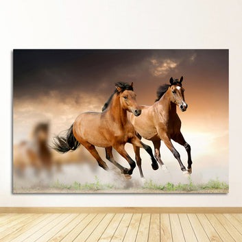 Landscape Painting on Canvas Wall Art Picture Print and Poster Modern Home Decoration Unframed European Running Horses Animal
