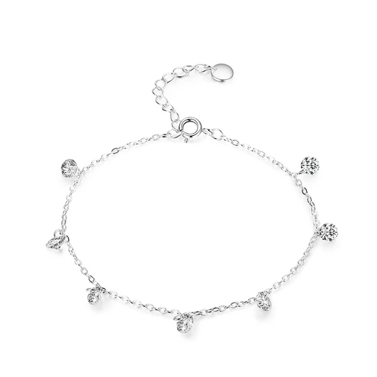 Real 925 Sterling Silver Ten Hearts Fashion Chain Bracelet