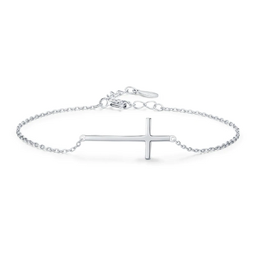 925 Sterling Silver Classic Simple Cross Elegant Adjustable Bracelet