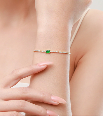 Pulsera de plata de ley 925 con circonitas brillantes