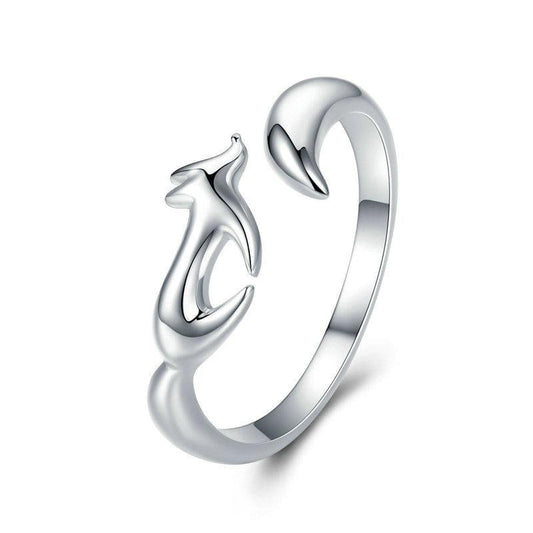 Anillo de zorro animal en plata de ley 925