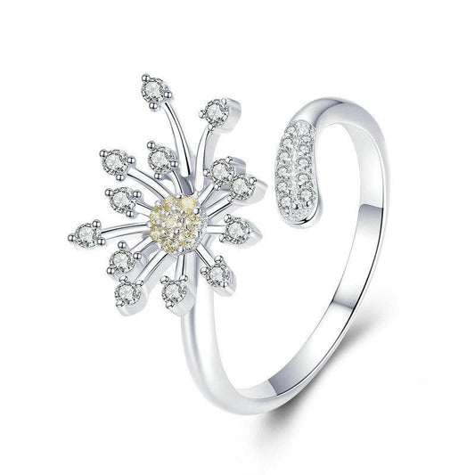 925 Sterling Silver Blooming Dandelion Love Ring