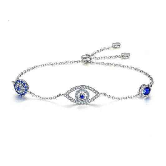 Pulsera de ojos azules de plata de ley 925