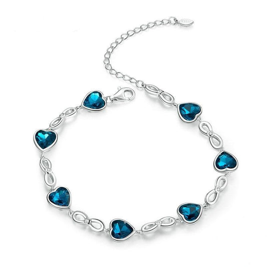 Pulsera de cadena con corazón azul en plata de ley 925