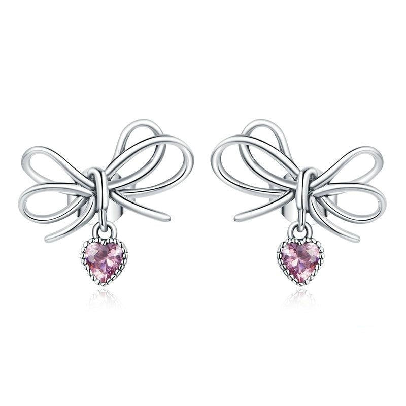 925 Sterling Silver Bow Stud Earrings