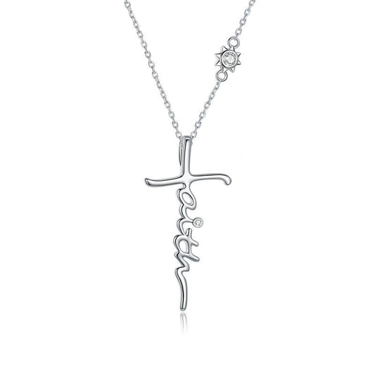 Collar con cruz de fe en plata de ley 925