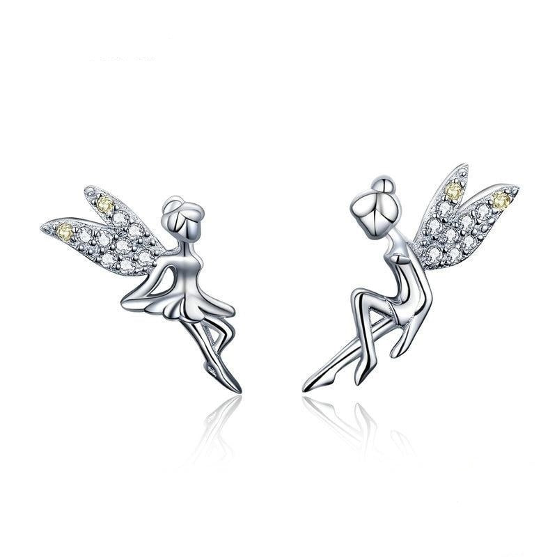 925 Sterling Silver Cute Fairy Elevs Exquisite Stud Earrings