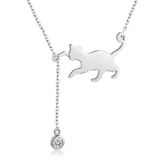 Collar de gato adorable de plata de ley 925