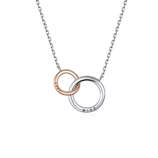 Collar de doble círculo de plata de ley 925