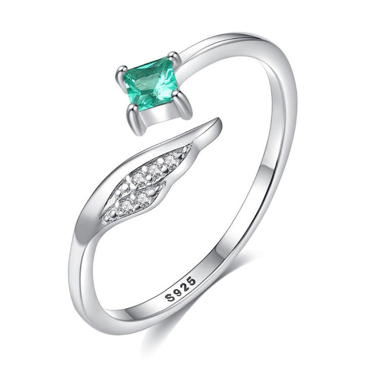 Anillo abierto con piedras preciosas en plata de ley 925