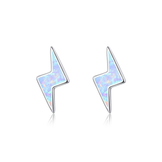 925 Sterling Silver Flash Lightning Stud Earrings