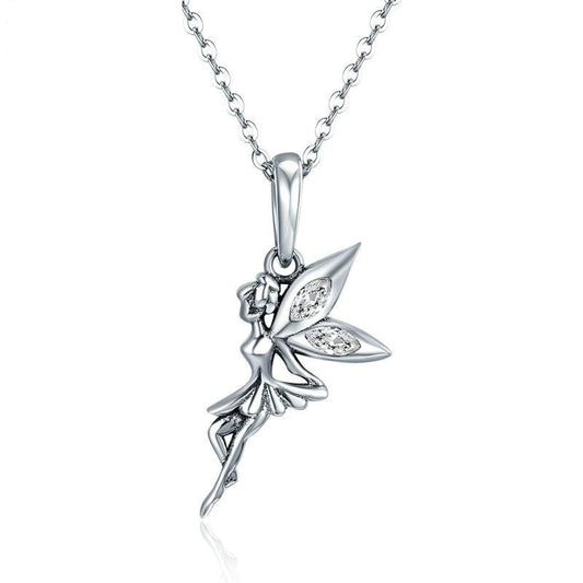 Collar largo de hada de las flores en plata de ley 925