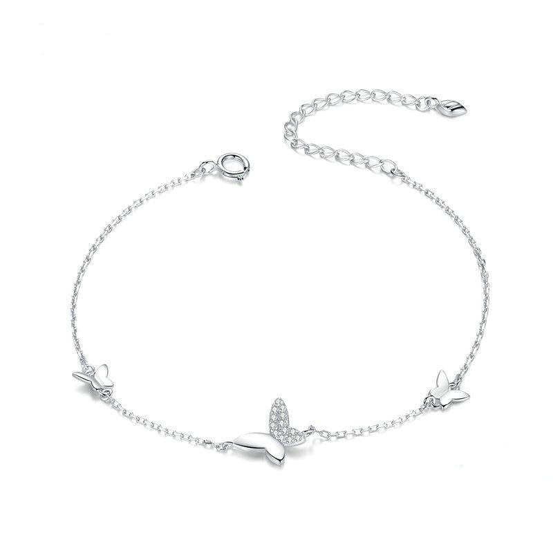 925 Sterling Silver Flying Butterfly Chain Bracelet