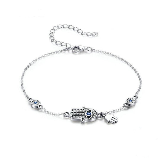 Pulsera de cadena con la mano de Fátima en plata de ley 925