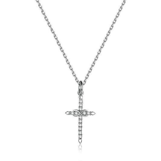 Collar de cruz infinita del amor en plata de ley 925
