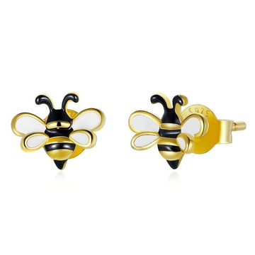 925 Sterling Silver Little Bee Stud Earrings