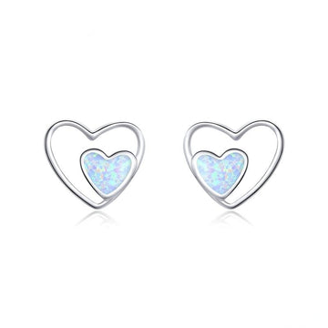 925 Sterling Silver Love Heart in Heart Stud Earrings