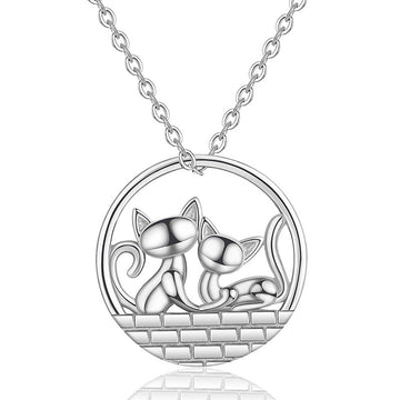 925 Sterling Silver Lovely Cats Pendant Necklaces Animal Fashion Jewelry