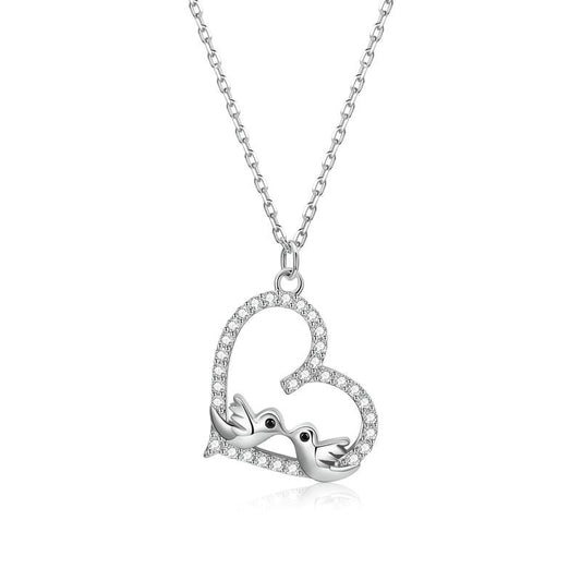 Collar de pájaro enamorado de plata de ley 925