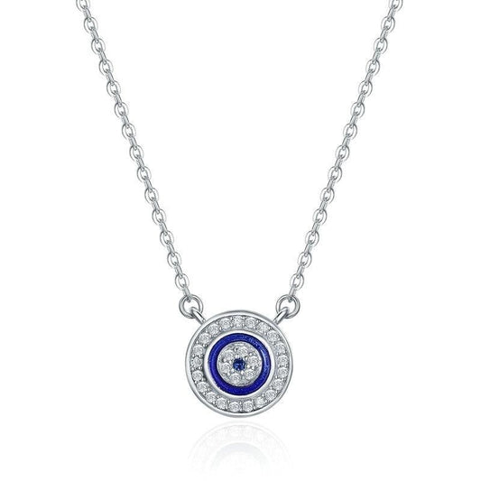 Collar de ojo azul de la suerte en plata de ley 925