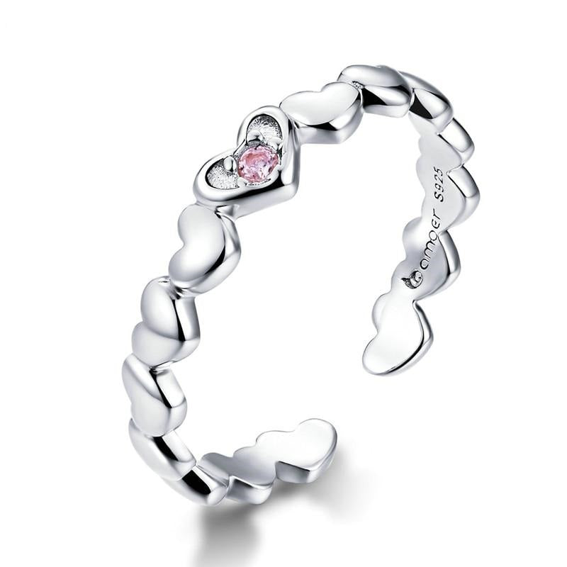 925 Sterling Silver Pink Heart Ring