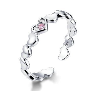 925 Sterling Silver Pink Heart Ring