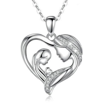 925 Sterling Silver Popular Mother and Daughter Heart Necklace