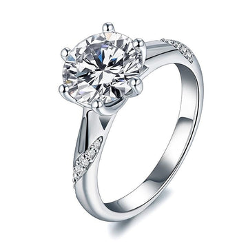 925 Sterling Silver Classic Style Moissanite Diamond Ring