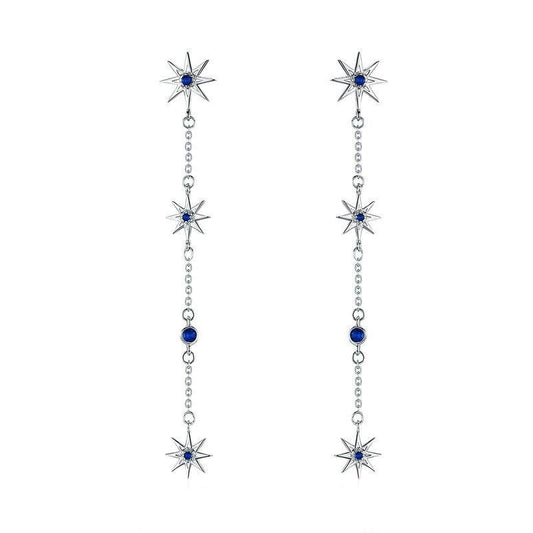 925 Sterling Silver Shining Star Drop Earrings