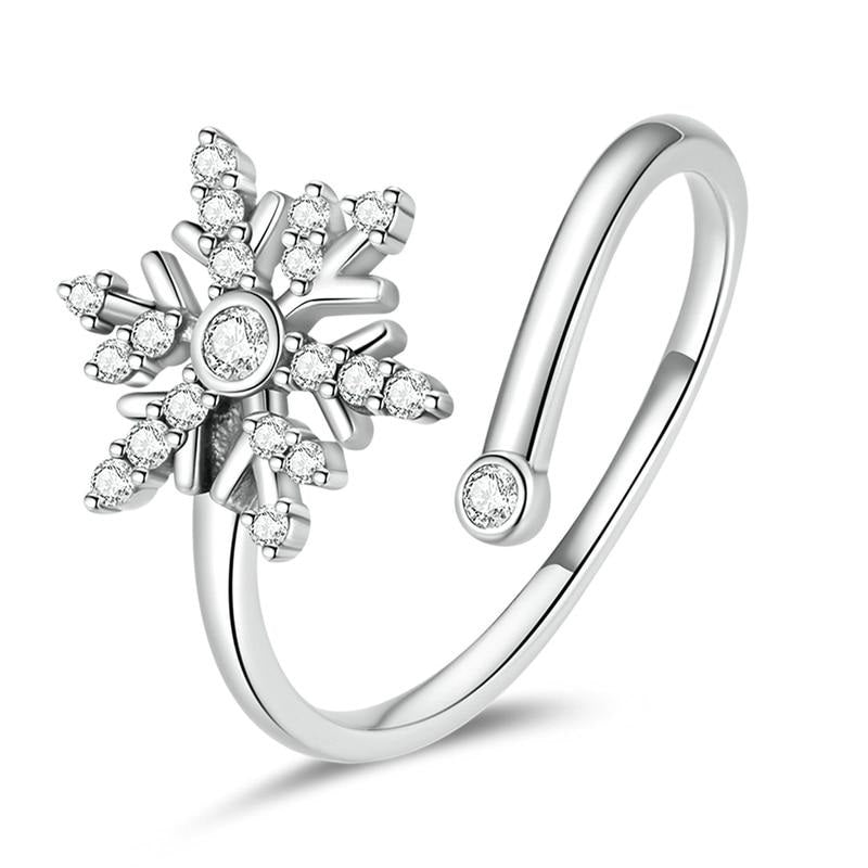 925 Sterling Silver Snowflake Open Ring