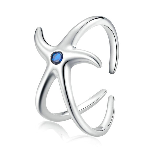 Anillo de estrella de mar en plata de ley 925