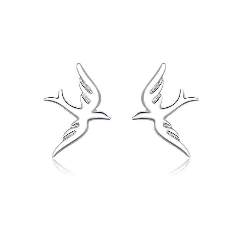 925 Sterling Silver Swallow Stud Earrings
