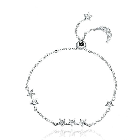 925 Sterling Silver Sweet Whisper of Moon Star Bracelet