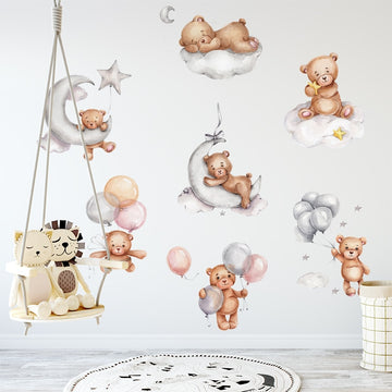 New Funny Cute Teddy Bear Kids Room Wall Stickers