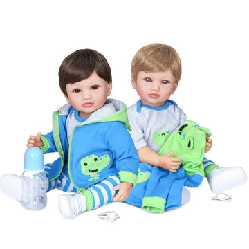 55CM full body silicone bebe doll reborn boy has two color hair baby birthday Gift