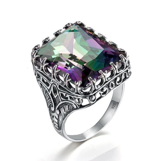 925 Sterling Silver Mystic Rainbow Topaz Gemstone Ring