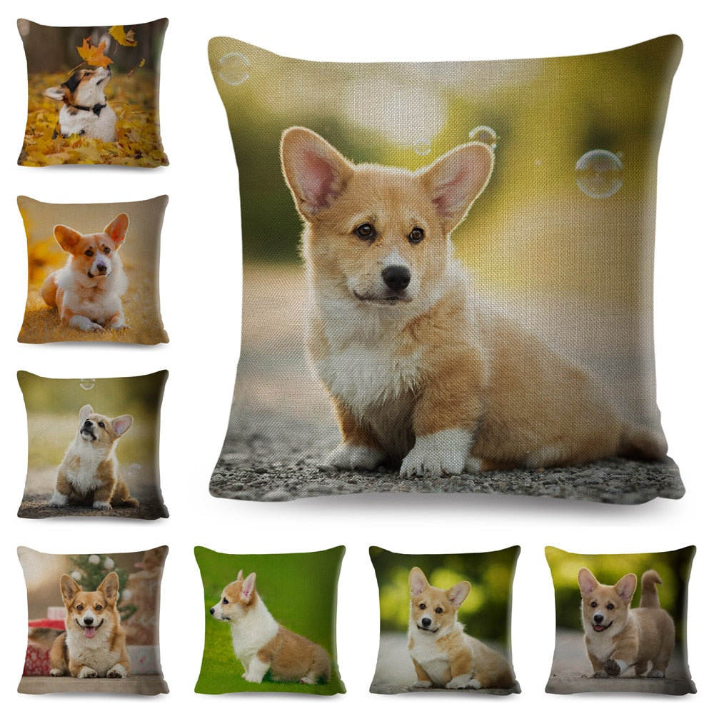 Cute Welsh Corgi Pembroke Dog Printed Pillowcase Decor Pet Animal Cushion Cover