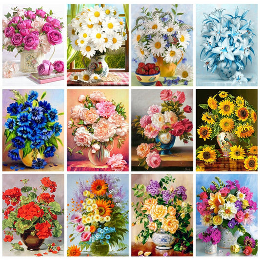 Diamond Painting Flower Full Square Embroidery Floral Diamond Mosaic Art